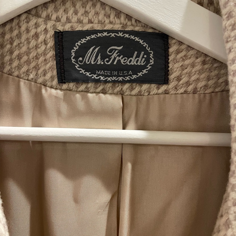 Vintage Elegant Cream Double-Breasted Women's Coat size L-XL - Picture 5 of 13